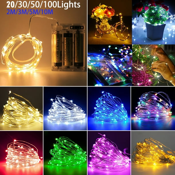 LHomeove Copper Wire LED String Light Christmas Fairy Light Battery Operated LED Fairy String