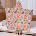thumbnail image 5 of Pink Dinosaur Floral Pattern Hooded Bath Towel，60"x35" for Ages 3 To 12 Kids, Quick Dry Lightweight Soft Microfiber Hood Beach Towel Cover Up for Kids, 5 of 7