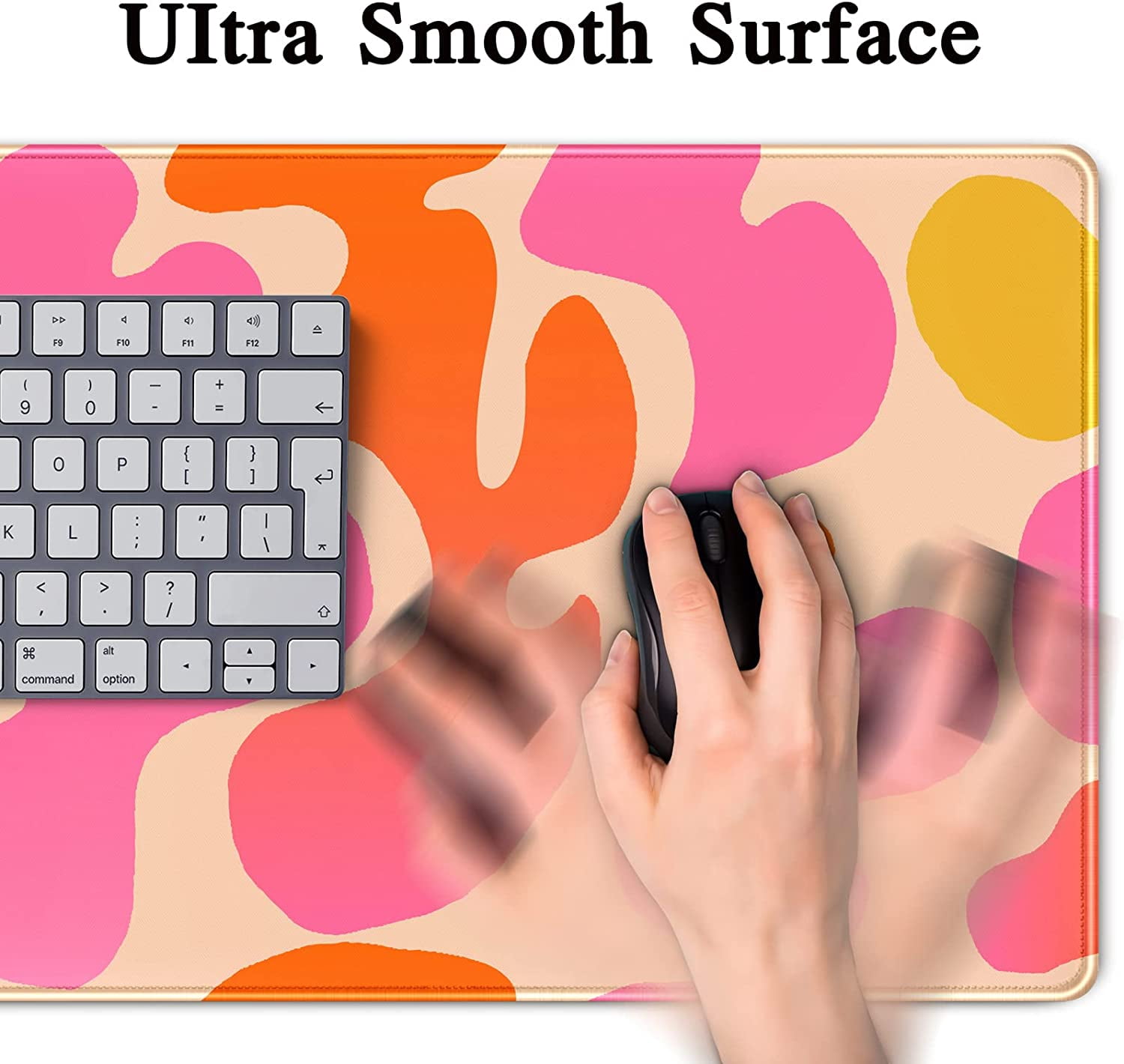 Pink Desk Mat Modern Abstract Large Mouse Pad XXL Cute Pink Desk Pad Keyboard Mat, Desk Accessories for Women Office Decor, Extended Mousepad 31.5''''X15.7'''' Non-Slip Rubber Base with Stitched Edges