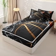 thumbnail image 2 of Castle Fairy Basketball Print Zipper Twin Comforter Sets with Fitted Sheet and 2 Pillowcases, Hoop Silhouette Pattern Zipper Bedding Set, Black Gold White,4-Piece,Black Reversible, 2 of 6