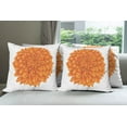 thumbnail image 6 of Ambesonne Orange Throw Pillow Cover 4 Pack, Dahlia Flower Floral, 20", Orange, 6 of 7