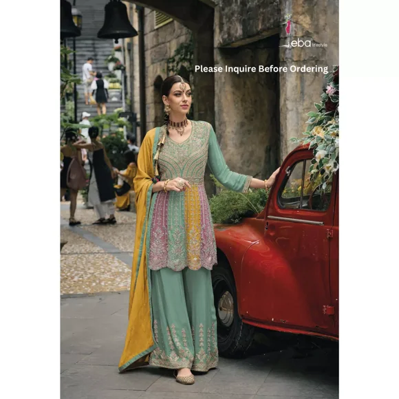 Custom Made Wedding Party Wear Women Salwar Kameez Dupatta Indian Kurti Sharara Set For Eid