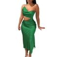 thumbnail image 4 of Liacowi Women's Sexy Spaghetti Strap Backless Long Midi Satin Bodycon Party Dress, 4 of 9