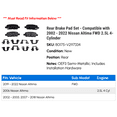 thumbnail image 2 of Rear Brake Pad Set - Compatible with 2002 - 2022 Nissan Altima FWD 2.5L 4-Cylinder 2003 2004 2005 2006 2007 2008 2009 2010 2011 2012 2013 2014 2015 2016 2017 2018 2019 2020 2021, 2 of 2