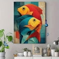 thumbnail image 4 of Colorful Cartoon Fish Canvas Whimsical Ocean Living Bedroom Bath Wall Art, 4 of 8