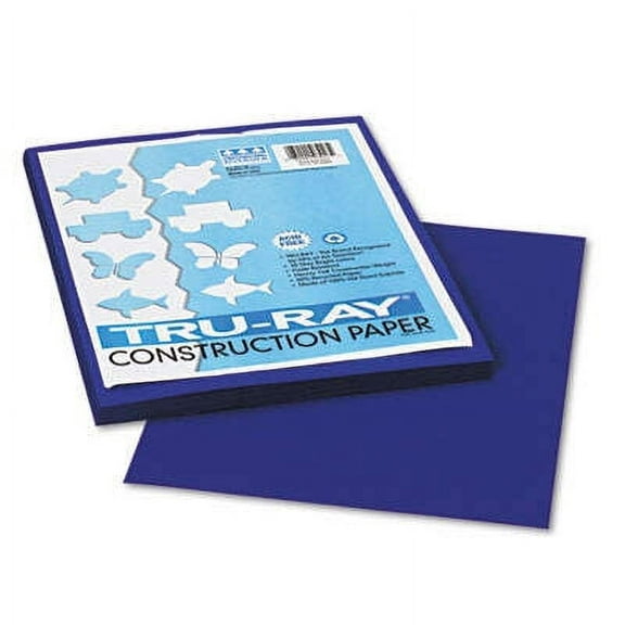 5PK Pacon Tru-Ray Construction Paper, 76 lb Text Weight, 9 x 12, Royal Blue, 50/Pack (103017)