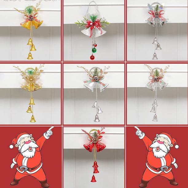 Christmas Metal Jingle Bell With Bowknot Hemp Rope Pendant DIY Craft For Christmas Tree Hanging Ornament Home Party Decoration3United Kingdom He Qiyong unisex