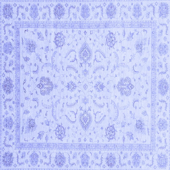 Ahgly Company Machine Washable Indoor Square Oriental Blue Modern Area Rugs, 5' Square