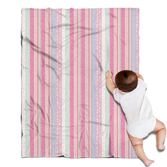 Pink and Green Striped Pattern Blanket,Comfortable Soft Flannel Throw Blanket,All Season,Warm Lightweight Blankets for Sofa Bed Couch Living Room Chair,30"x40"