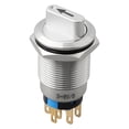 thumbnail image 3 of 19mm Momentary Rotary Push Button Switch 3Position 2NO2NC 3-6V ON-Off Waterproof, 3 of 11