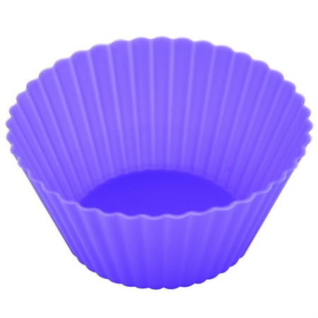 

TureClos 10 Pieces Silicone Muffin Cups Chocolate Cookie Molds Reusable Heat-Resistant Baking Roasting Cupcake Moulds Tray Household Purple