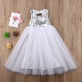 thumbnail image 3 of Robe de Bal pour Bébé Fille Sans Manches Dos Nu Robe en Tulle Patchwork à Paillettes Robe de Princesse Formelle, 3 of 5