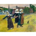 thumbnail image 2 of Gauguin, Paul 32x26 White Modern Wood Framed Museum Art Print Titled - Breton Girls Dancing, Pont-Aven, 2 of 4