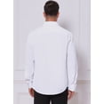 thumbnail image 3 of DARING DIVA Men's Plaid Collar Long Sleeve Button Down Business Dress Shirt White M, 3 of 7