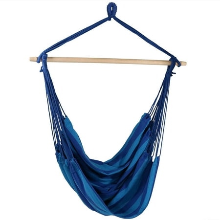 Rope Chair Seat Sunnydaze Hanging Rope Hammock Chair Swing, Jumbo Extra Large Seat, Indoor or Outdoor Use, Beach Oasis ()