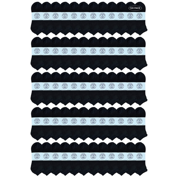 120 Pairs Of Yacht & Smith Mens Wholesale Bulk No Show Ankle Socks, Cotton Sport Athletic Socks - Size 10-13 (Black)