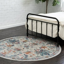 Unique Loom Budapest Collection Area Rug - Szechenyi (5' 1" Round Ivory/Gold)