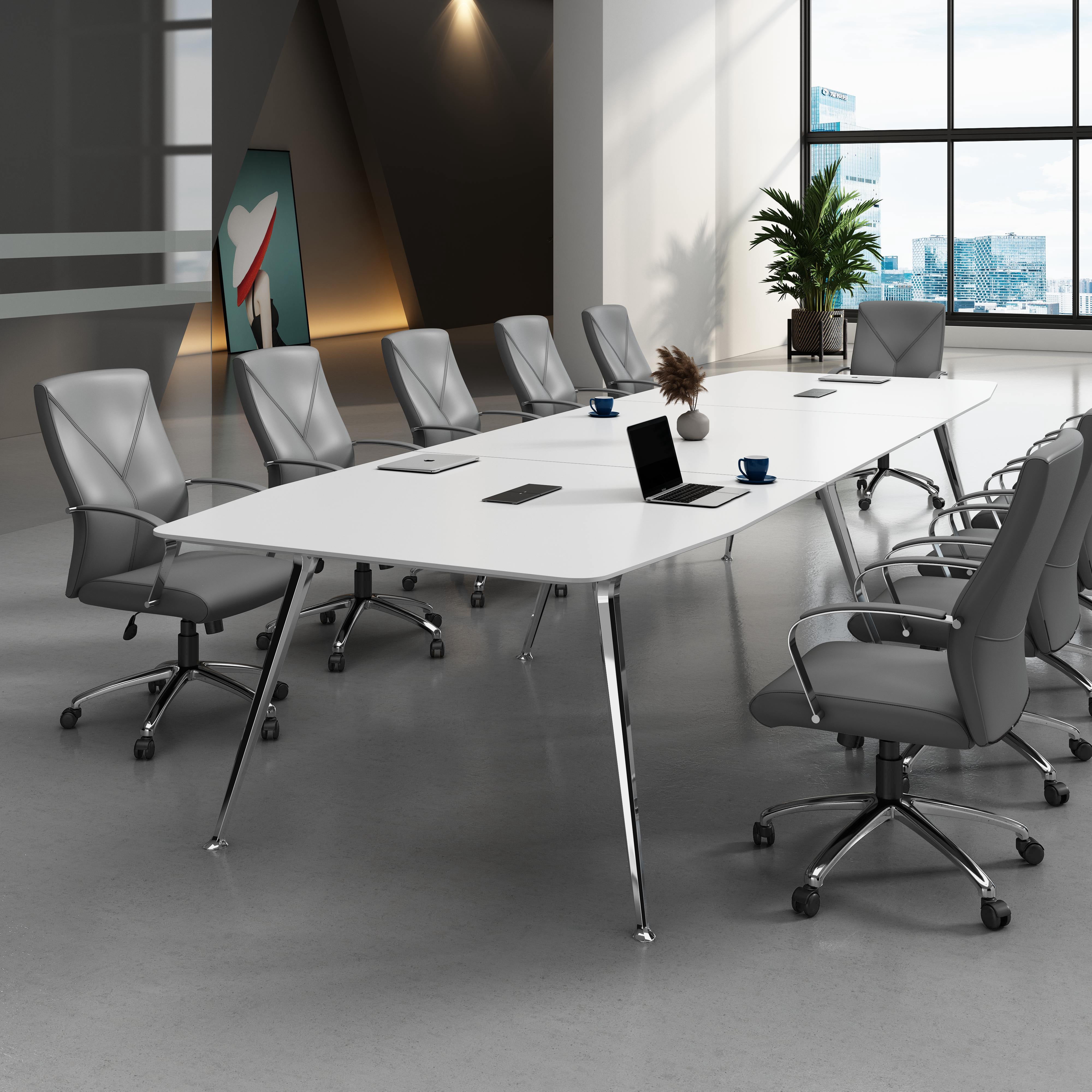 Boss Office Products LeatherPlus Home Office Adjustable Executive Chair with Casters, Grey
