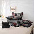 thumbnail image 6 of Homewish Kids Sport Game 7-Piece Bedding Comforter Set,Lacrosse Lover King Bedding Sets,Gray Black Red Bed Sheets For Boys Teens,Microfiber Bedroom Decor Reversible, 6 of 8