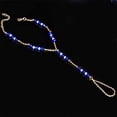 thumbnail image 2 of Gold Blue Glass Beads Foot Chain Anklet Jewelry, Barefoot Sandals Set, 2 of 5