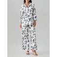 thumbnail image 3 of Yunliwuli Women's 2 Piece Casual Set, Loose Graphic Print Long Sleeve Button Down Shirt Straight Leg Pants for Fall, 3 of 9