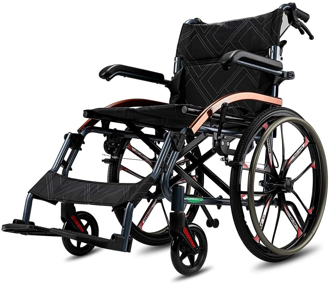 Lightweight Magnesium Alloy SelfPropelled Transport Wheelchair , 26lbs