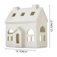 thumbnail image 3 of Christmas White Ceramic L-Shape House Decoration Miniature Village Ornament Cut-Out Window Porcelain House LED Light Compatible Mantel Table Shelf Winter Village Display Holiday Home Decor Gift, 3 of 6