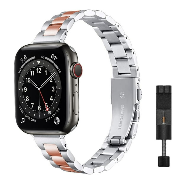 Correa fina de Metal para mujer para Apple Watch 38mm 40mm 41mm correa de pulsera delgada de acero inoxidable para iWatch SE 8/7/6/5/4/3/2/1 pulsera Tan Jianjun unisex