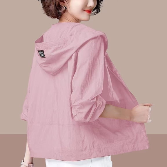TaTaai Fall Hooded Sun Protection Jacket Women Long Sleeve Solid Zip Up Raglan with Pockets Lightweight for Summer