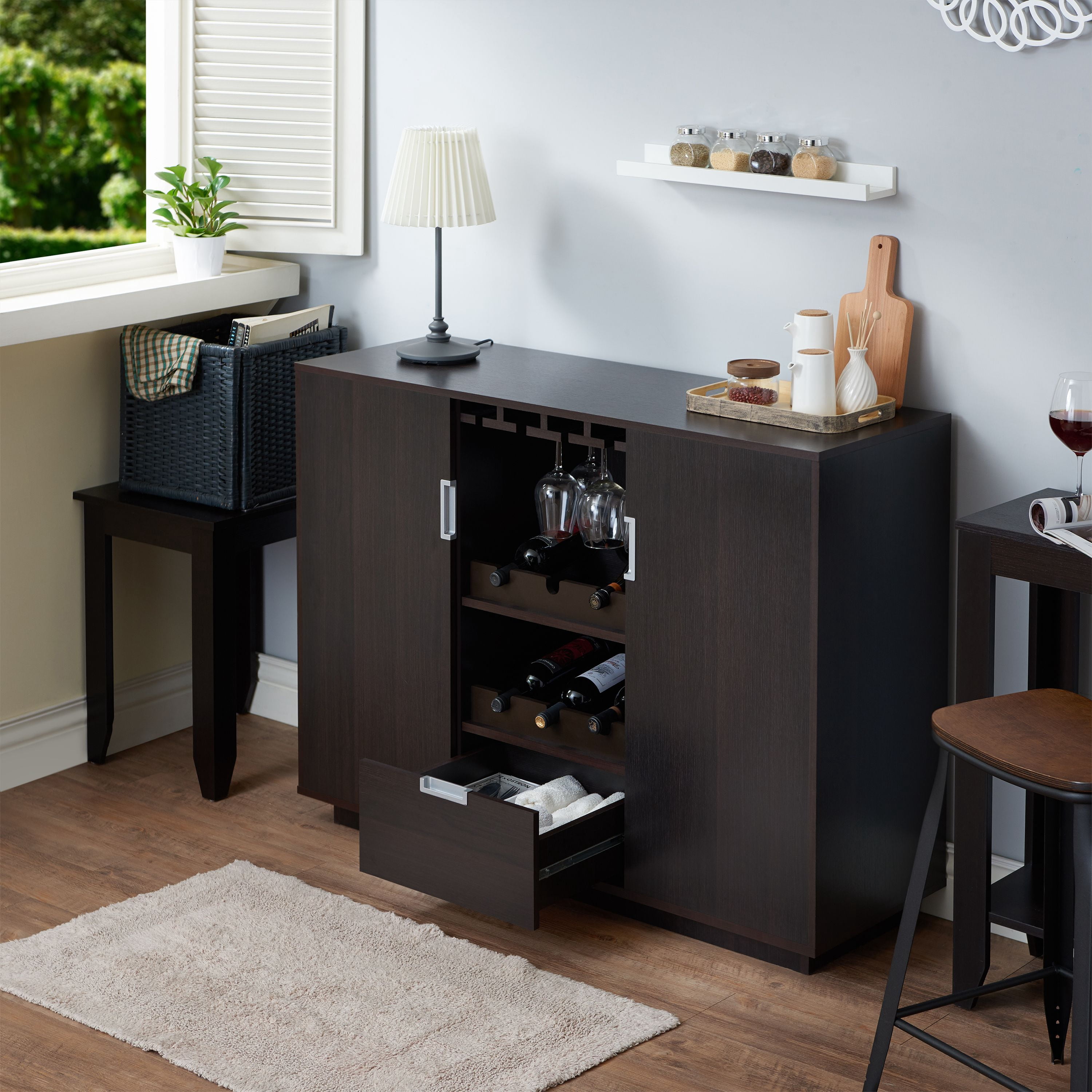 Furniture of America Angelo Modern Multi-Storage Buffet, Espresso