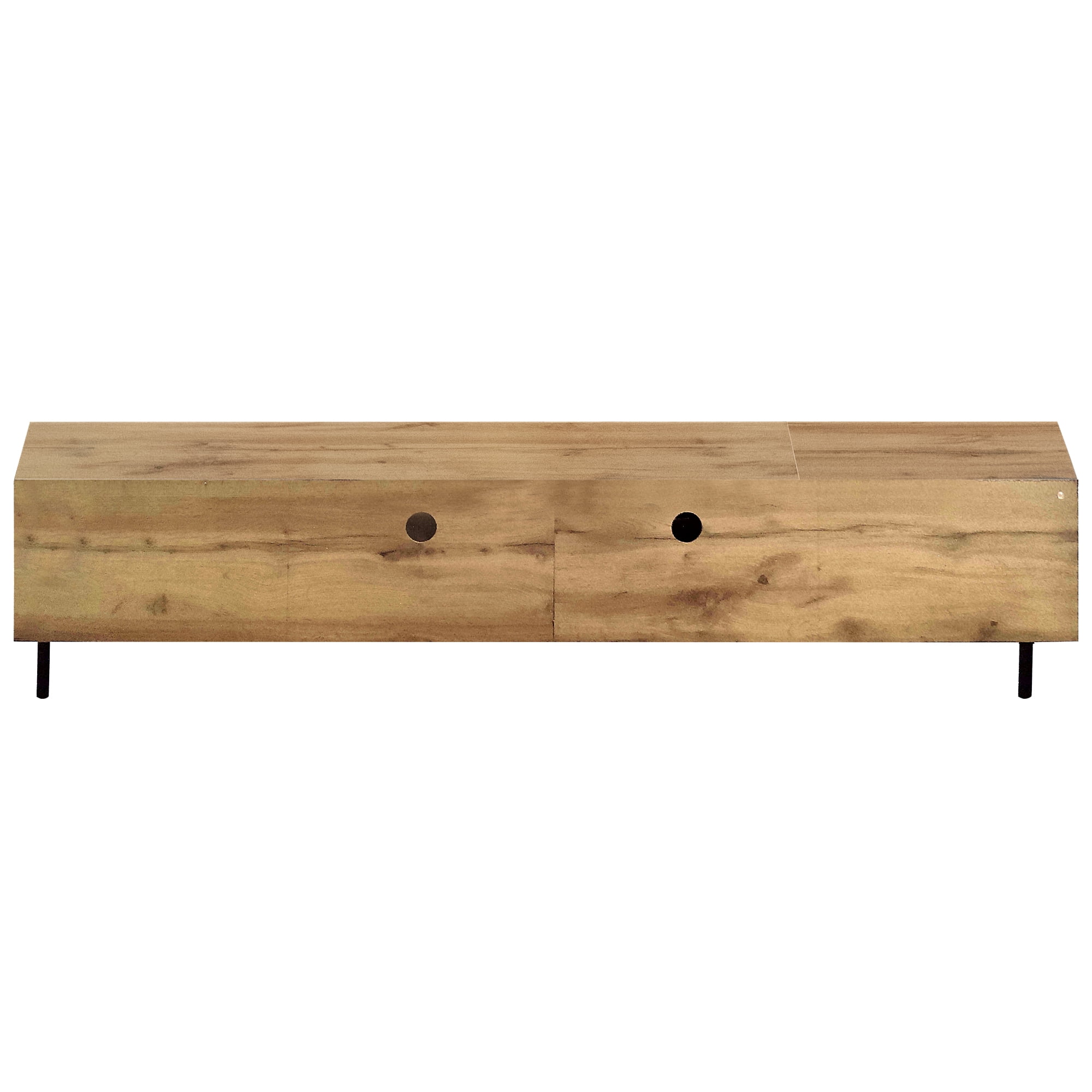 Homy Casa 78.7" TV Stand, Fluted Media Console with Storage and Iron Legs, Natural