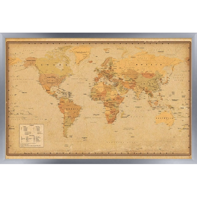 Antique World Map 2023 Wall Poster, 22.375