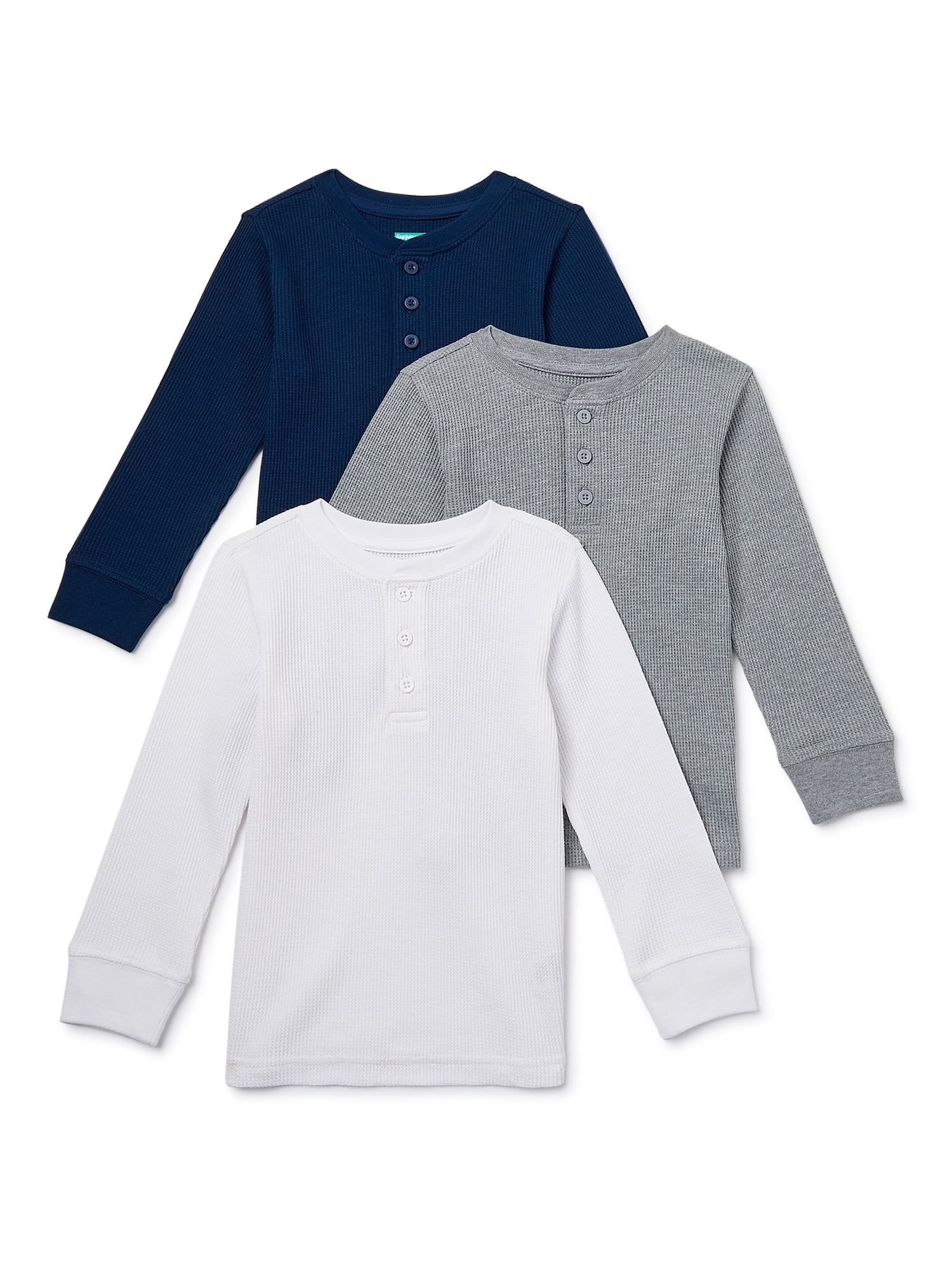Garanimals Baby and Toddler Boy Thermal Henley TShirt Multipack, 3