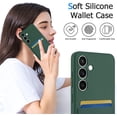 thumbnail image 3 of Samsung Galaxy S24 with Card Holder - Wallet Phone Case Galaxy S24 Hold 1-2 Cards for Women Men - Protective Soft Silicone Card Case for Samsung Galaxy S24 Green, 3 of 15