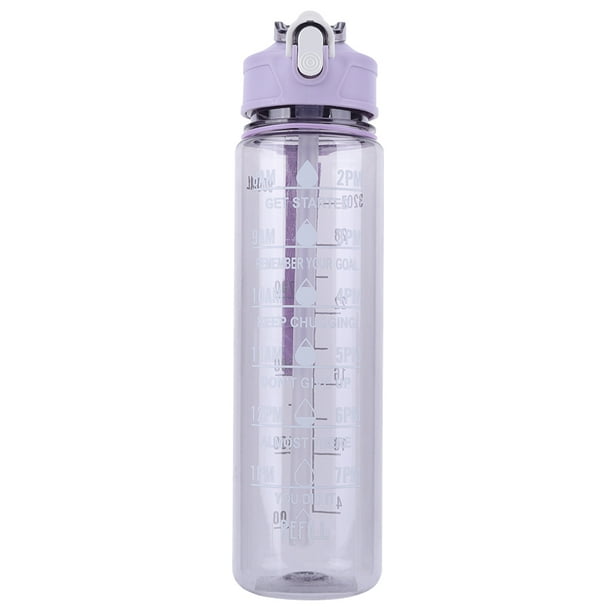 Botella de agua deportiva 800 ml a prueba de fugas para beber motivacional color morado