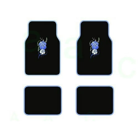 A Set of 4 Universal Fit Plush Carpet Floor Mats For Cars / Trucks - Hawaii Aloha Blue