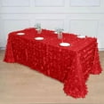 thumbnail image 3 of BalsaCircle 90x156 in Red Taffeta Rectangle Tablecloth 3D Leaves Petals Design Party Events Decorations Supplies, 3 of 8