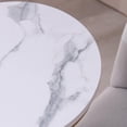 thumbnail image 6 of Modern C-Shaped End Tables Sofa Side Table with Golden Metal Frame and 15.75" Round Marble Color Top, White, 6 of 17