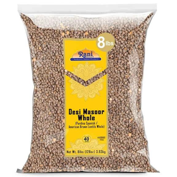 Rani Desi Masoor (Masur) Whole 128oz (8lbs) 3.63kg (aka. Pardina Spanish / American Brown Lentils Whole) Bulk ~ All Natural | Vegan | Kosher | Gluten Friendly | Product of USA