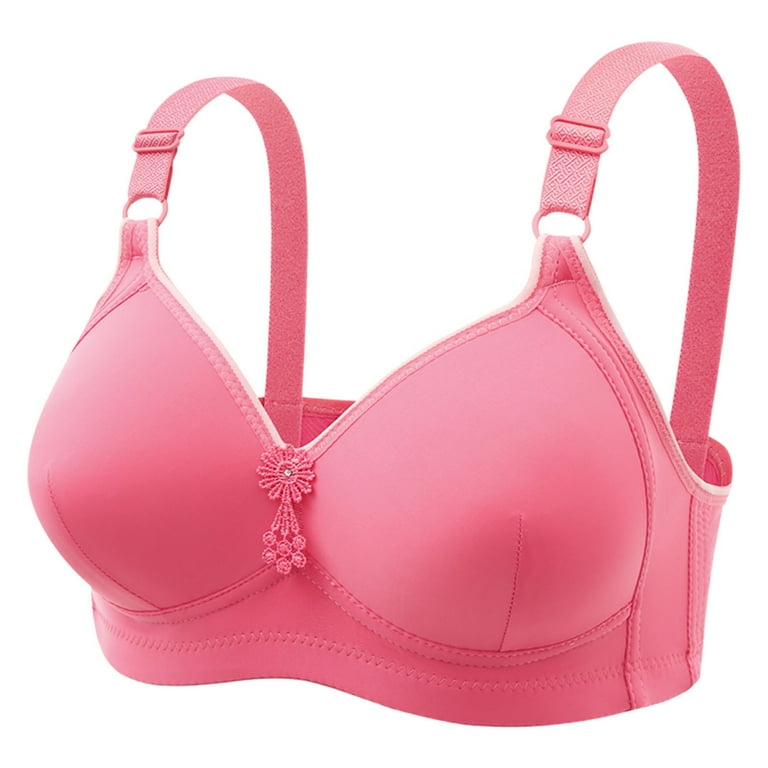 Pejock Everyday Bras for Women, Women's Ultimate Comfort Lift Wirefree Bra  Embroidered Glossy Comfortable Breathable Bra Underwear No Rims Bras No  Underwire Hot Pink Cup Size 36/80BC 