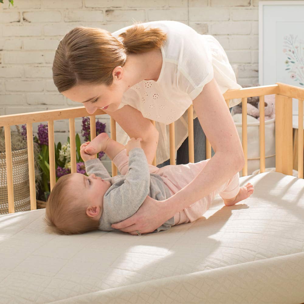Naturepedic Organic 2-Stage Baby Crib Mattress - Lightweight Infant & Toddler Bed - Ultra Breathable Waterproof Pad - Standard Size