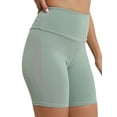 thumbnail image 4 of WLJ Women Solid Color Mesh Splicing High Waist Hip Lifting Yoga Shorts, 4 of 6