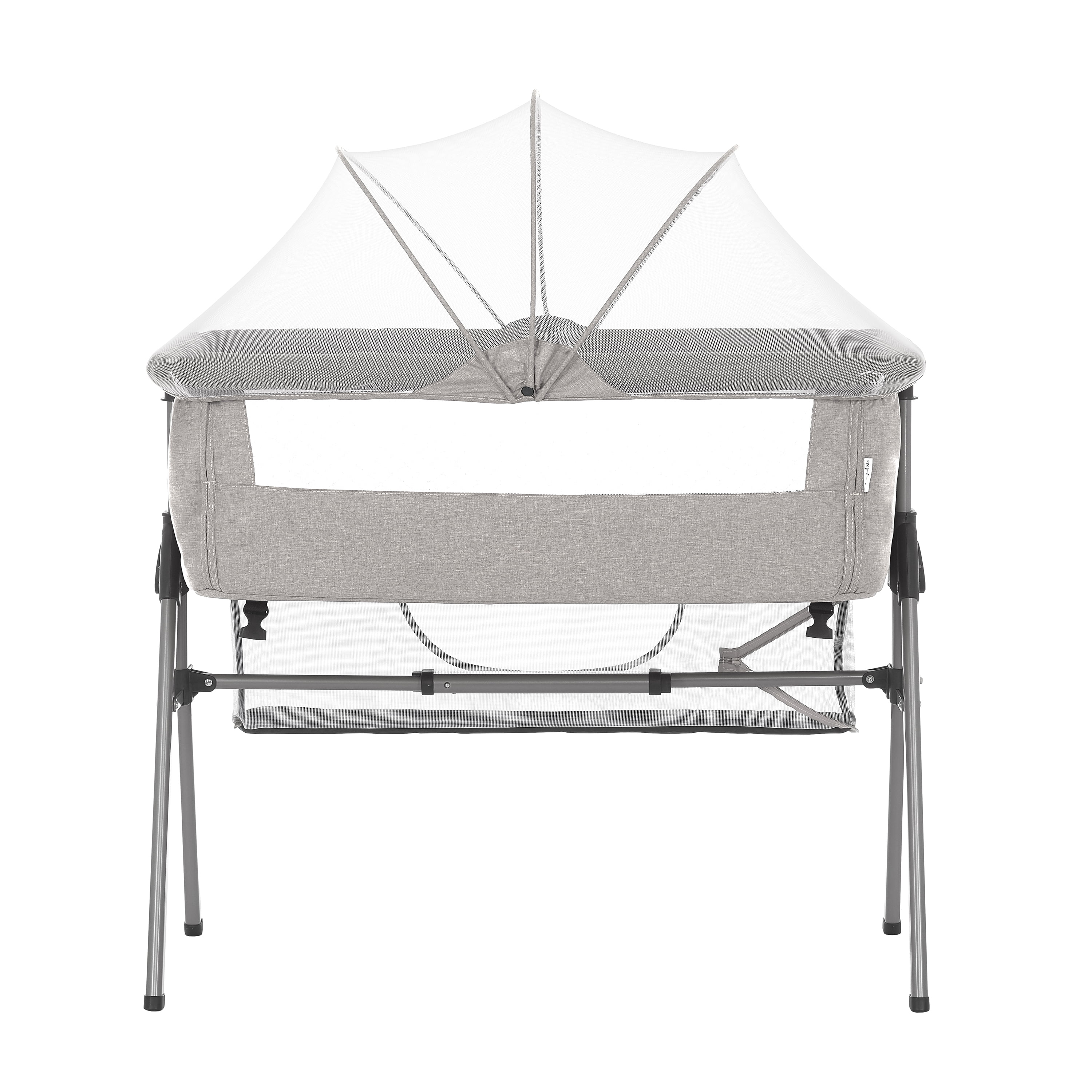 Dream On Me Lotus Bassinet and Bedside Sleeper in Grey, Lightweight, Carry Bag Included
