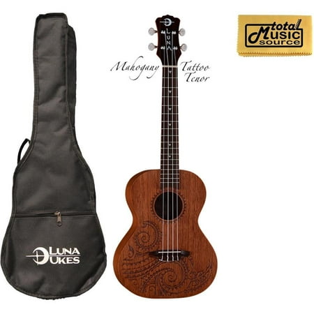 Luna Mahogany Series Tattoo Tenor Ukulele w/ Gigbag & PC, UKE TTN MAH PC