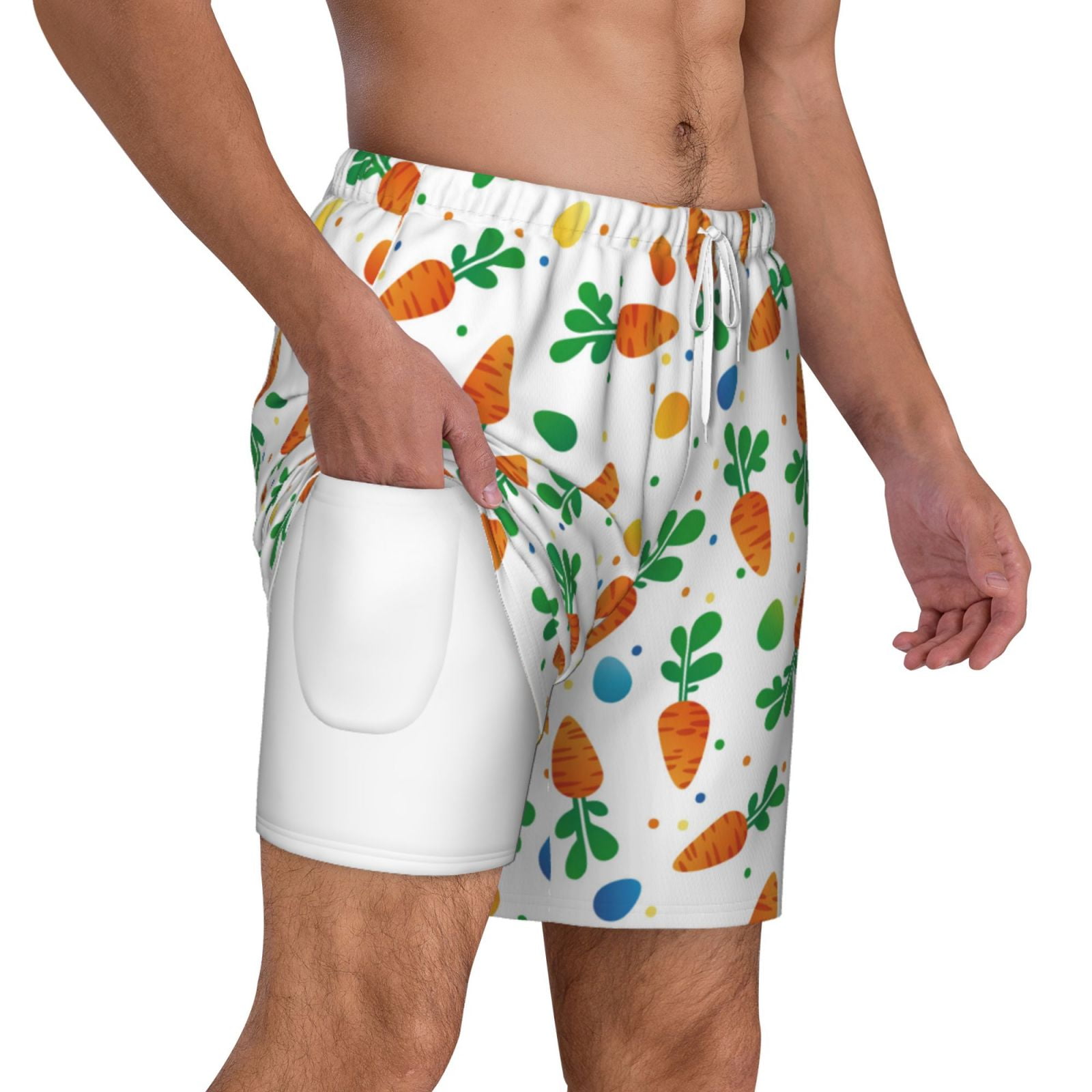 Xecao Cute Carrot for Men's Swimming Trunks Swim Trunks Quick Dry Swim Shorts with Mesh Lining Funny Swimwear Bathing Suits