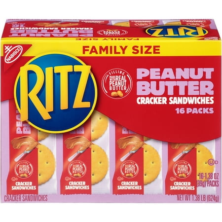 Nabisco Ritz Peanut Butter Cracker Sandwiches Family Size, 1.38 Oz., 16 (Best Peanut Butter Crackers)