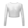 thumbnail image 5 of STETMN Women's Crop Yoga Tops Sexy Sheer See Through Shirt Tight Round Neck Workout T-Shirt, 5 of 5
