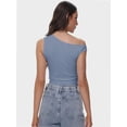 thumbnail image 5 of Women’s One-Shoulder Ruched Crop Top - Casual Off-Shoulder Twist Strap Summer Tank Top, Going Out Shirt, 5 of 6