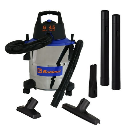 KOBLENZ Stainless Steel Wet Dry Shop Vacuum 6 Gallon, 4.5 Peak HP, 3 in 1 shop vac with Blower Feature and 5 Year Warranty (WD 6 L212 SS)