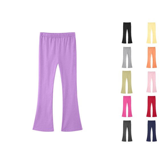 Vrotazzy Girls Casual High Waist Pants for Everyday Wear with Pockets Comfortable Stretchy Daily Trousers for Kids,Sizes 12-13 Years
